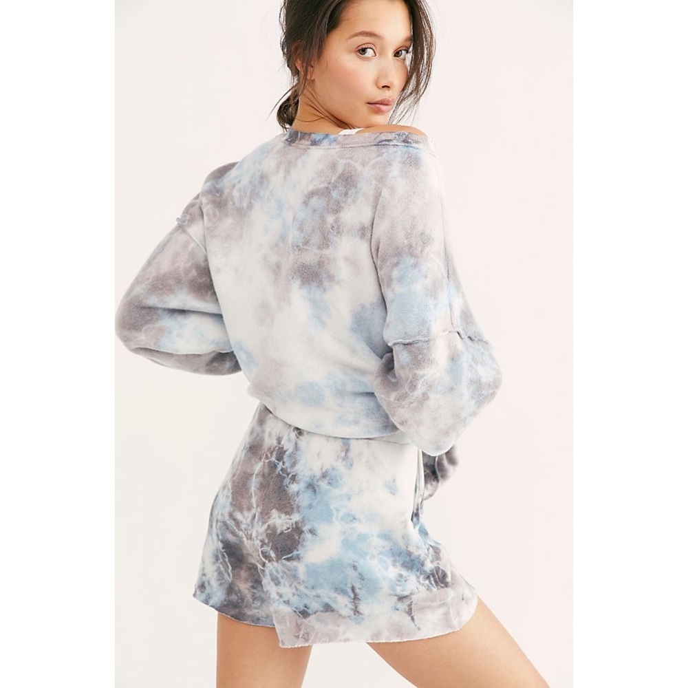 Free People Kelly Washed Tie Dye PJ Set in Ocean - Picture 2 of 8